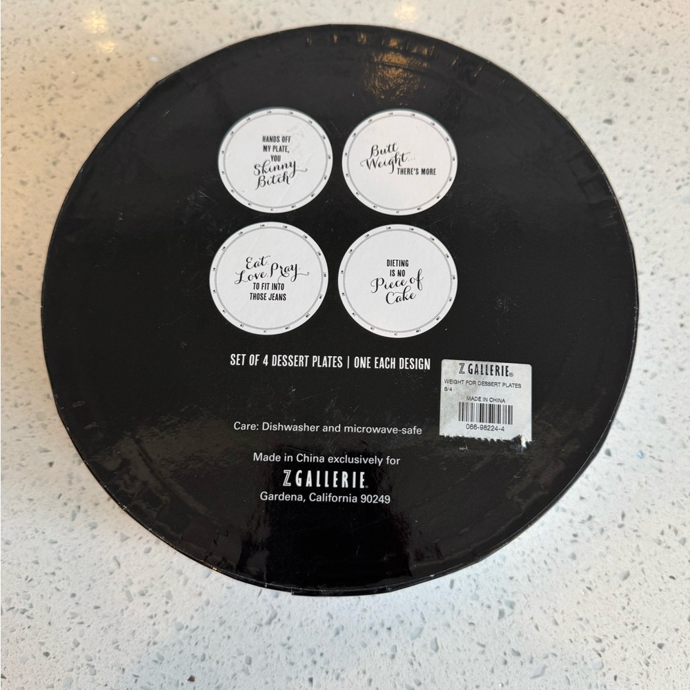 ✨ NWT Z Gallerie “Wait for Dessert” Dessert Plates – Set of 4 | New in Box ✨ - Picture 3 of 5